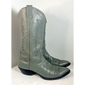 NOCONA gray silver Made in USA WESTERN COWBOY LEATHER Vintage BOOTS sz 10 Rodeo‎